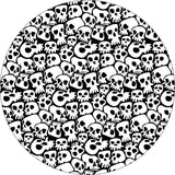 Fun and funky spooky skull spare tire cover pattern. Skulls covering the entire area of the black vinyl spare tire cover.