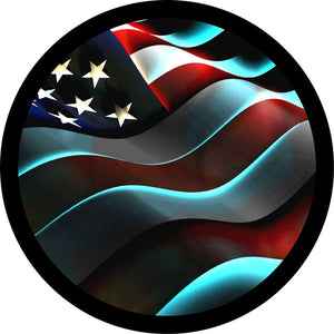 3D-ish American Flag Waving Spare Tire Cover