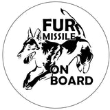 Fur missile on board belgian malinois jumping spare tire cover design for a white vinyl tire cover for Jeep, Bronco, RV, camper, and more