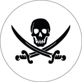 White with black Jolly Roger Pirate Skull & Swords Tire Cover for Jeep, Camper & More