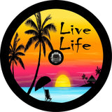 Live Life Colorful Beach Sunset Scene