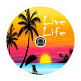 Live Life Colorful Beach Sunset Scene