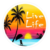 Live Life Colorful Beach Sunset Scene