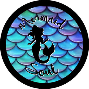 Mermaid Soul Silhouette on Purple Turquoise Iridescent Mermaid Scales