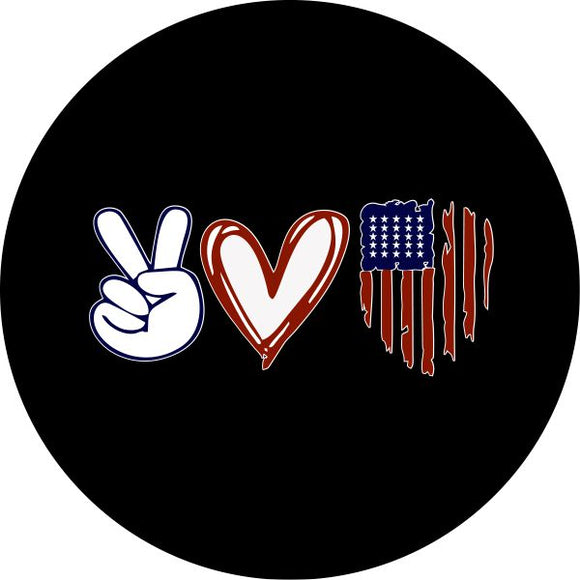 peace love american spare tire cover design 