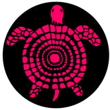 Sea turtle geometric designed Tuscadero pink spare tire cover graphic intended for a black vinyl