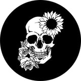 Sunflower and Rose Floral Skull