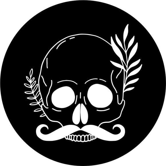 Skull design with a handlebar mustache spare tire cover design